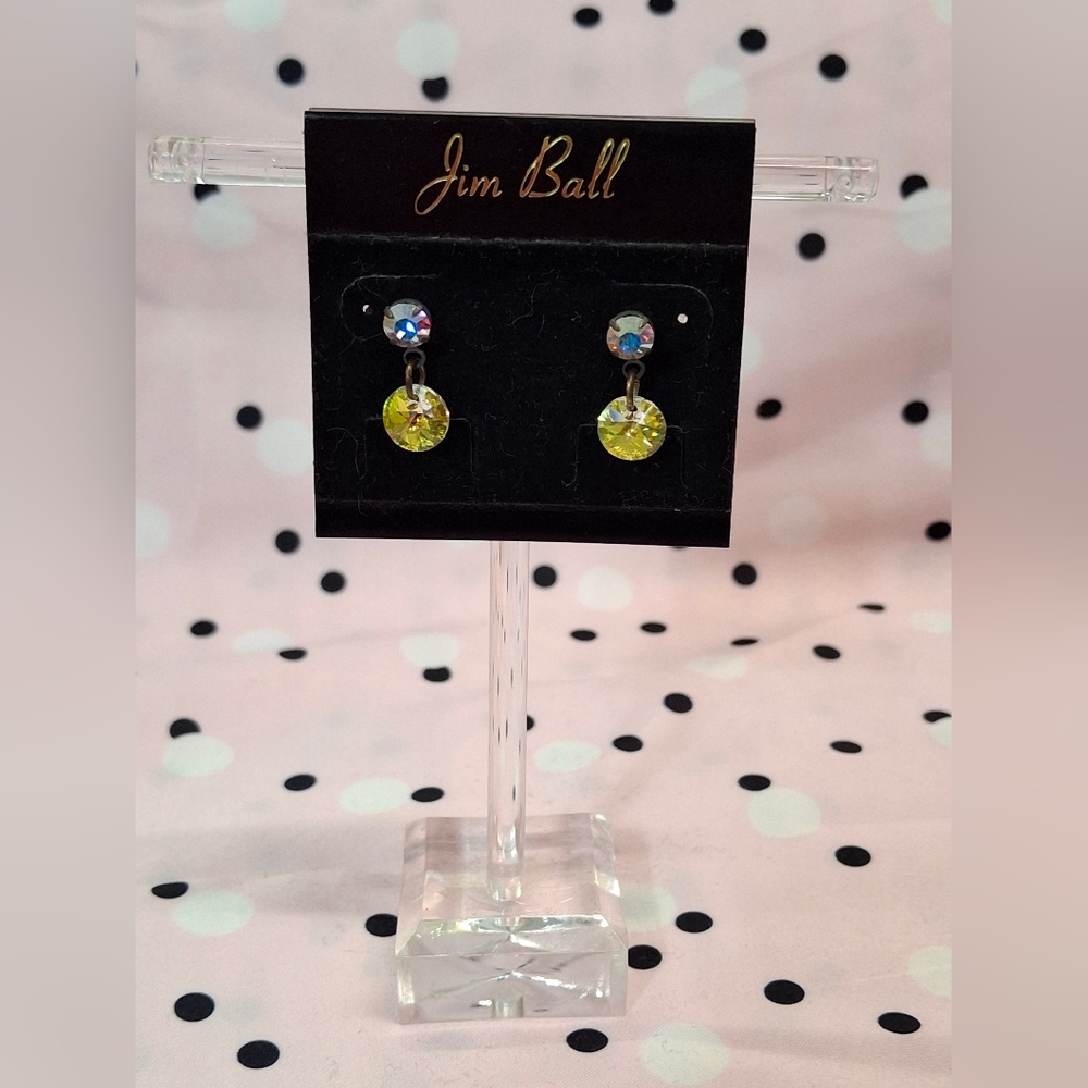 Jim Ball Yellow Crystal Drop Earrings
